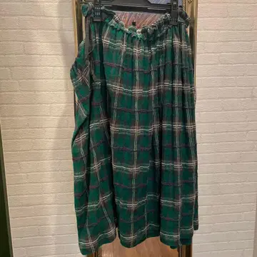 초 레어 Y,s 새상품급 그린 계열 체크 무늬 롱 스커트