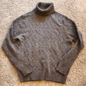 UNIVERSAL LANGUAGE 그레이 울 캐시미어 터틀넥 M