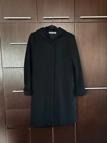 띠어리 럭스 후드 부착 울 코트 블랙 38 후디