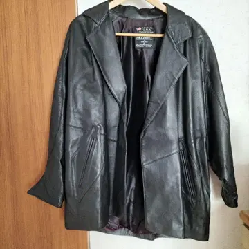 Valerio 블랙 가죽 오버 사이즈 자켓