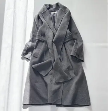 RANDEBOO 머플러 도킹 울 코트 롱 코트 그레이