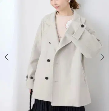 로페피크닉 저지 멜톤 스탠드 카라 미디 기장 코트 36