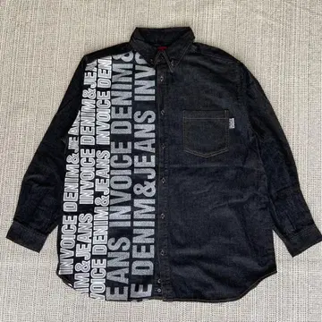 INVOICE 다크 데님 로고 오버사이즈 셔츠