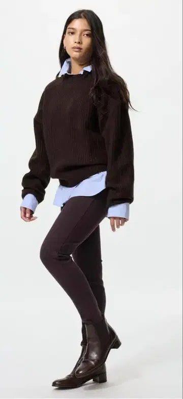 미사용 새상품 히트텍 울트라 스트레치 레깅스 팬츠 다크 브라운 XXL