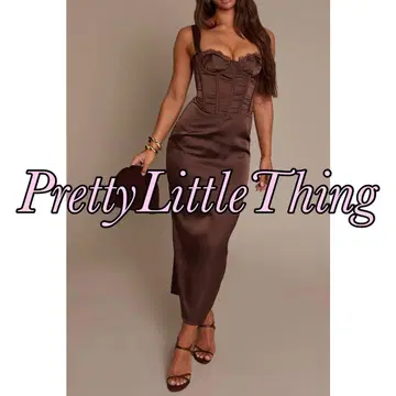 PrettyLittleThing 브라운 코르셋 원피스