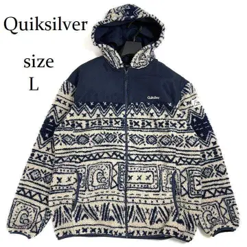 퀵실버 올 패턴 보아 플리스 후드 부착 절개 자켓 L