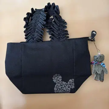 프릴 핸들 블랙 토트백