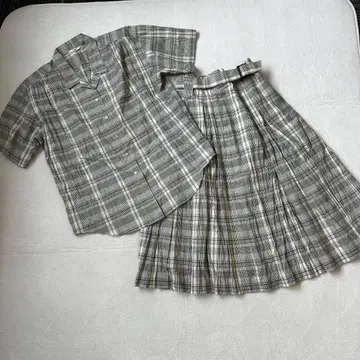 [ SUNCA ] 7호 체크 플리츠 스커트 반팔 셔츠 세트