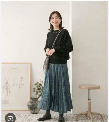 플라워 프린트 플리츠 스커트