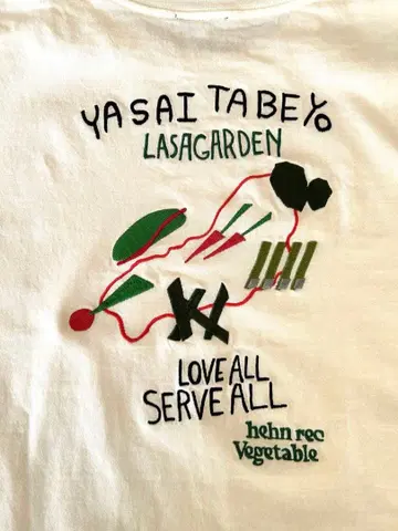 후지이 카제 HENE 베지터블T셔츠 화이트 M사이즈