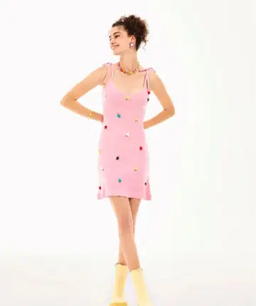 플로럴 니트 미니 드레스