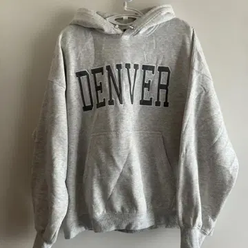 DENVER 프린트 그레이 후드 부착 후드티 L
