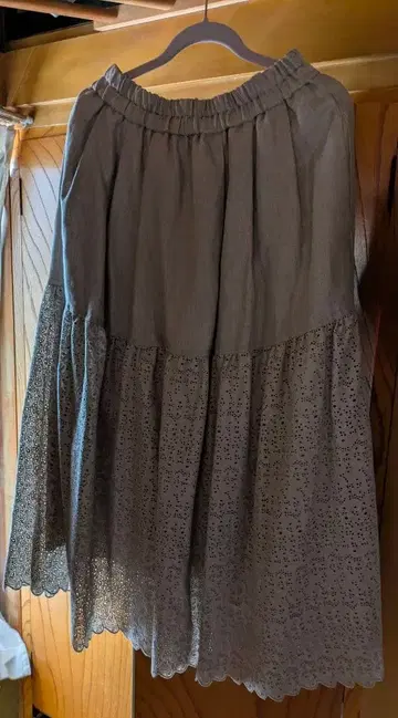 kubosanmade 자수 레이스 롱 스커트