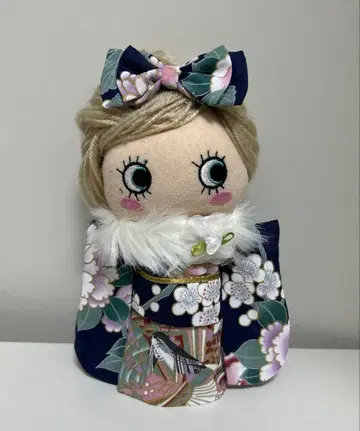 핸드메이드 이마리 사이즈 고전 패턴 기모노 다크 네이비