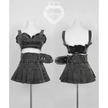 DimMoire 디무아르 데님 뷔스티에 셋업 그레이