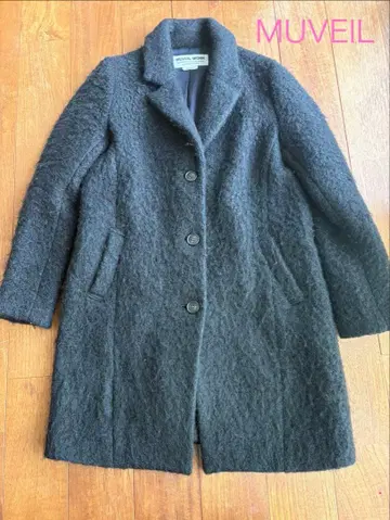MUVEIL WORK 블랙 모헤어 롱 코트