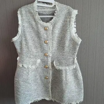 ELFRANK 페플럼 트위드 프린지 베스트