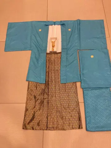 남성용 성인식 문장 기모노 하카마 4종 세트