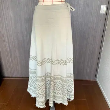 블록 프린트 랩스커트 인도 면