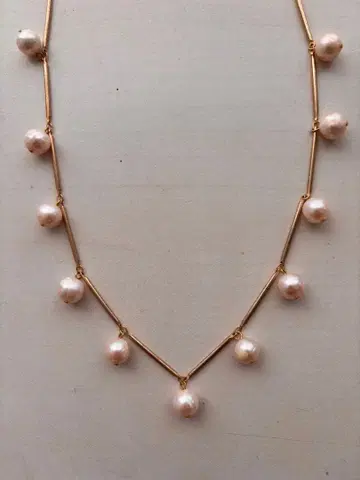 내추럴 화이트 펄 골드 체인 목걸이 한정 수량 레어 미사용