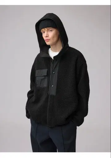 보아 플리스 스냅 후드티 XXL 블랙