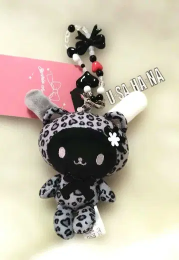 우사하나 블랙 아트 시리즈 3단 마스코트 참 레오파드 무늬