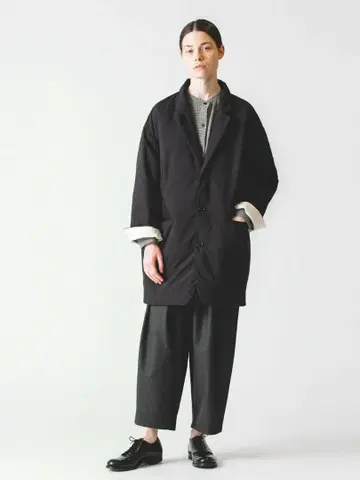 미즈이로 인드 다운 자켓 코트 테일러드 블랙 경량