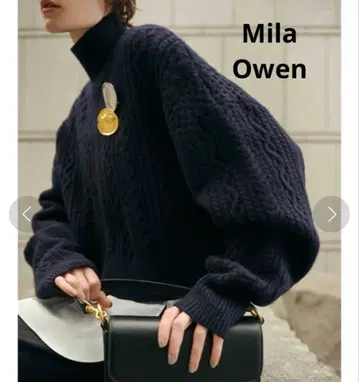 미라 오웬 셔츠 레이어드 케이블 풀오버 니트 상의