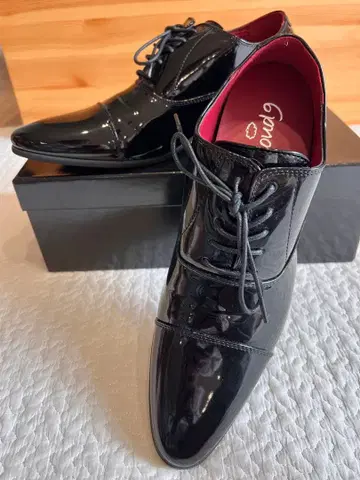 남성용 에나멜 슈즈 26.5cm 힐 5cm 블랙 포멀