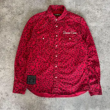 바나나 세븐 레오파드 무늬 긴팔 셔츠 레드 바나나세븐 자수