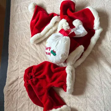 곰 봉제 인형 빨간색 산타 코스튬 세트