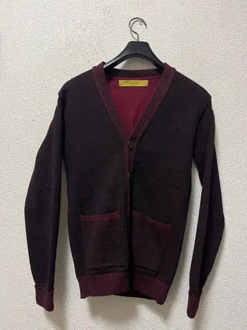 백본 울 니트 가디건 /S 다크 레드 스트레치 로고 자수