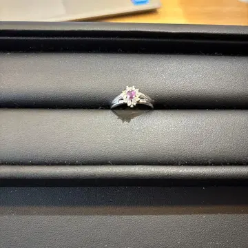 925 스털링 실버 꽃 모티브 반지 핑크