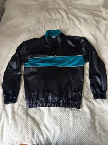 Champion 집업 저지 L 블랙/터콰이즈