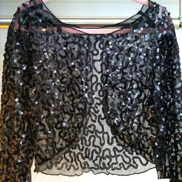 C-3 이치옥 블랙 총 스팽글 볼레로 가디건 파티 가라오케