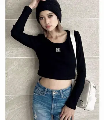 GYDA 제이다 스톤 로고 롱T 블랙 프리 사이즈