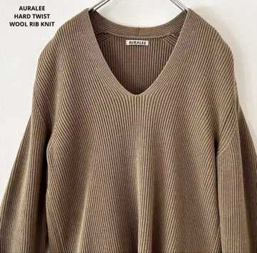 AURALEE 리브 니트 V넥