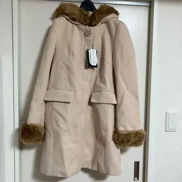 미사용 새상품 5way 코트 핑크 베이지 후드 퍼 노카라 코트 M 사이즈