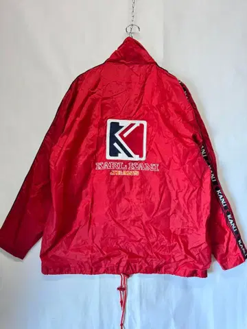 칼카니 나일론 자켓 빅 로고 빨간색 L