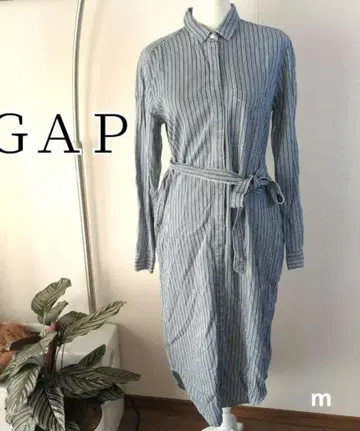 GAP 스트라이프 셔츠 원피스 롱 기장 스트레치 포함