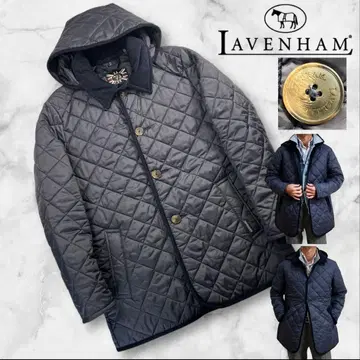 컨디션 최상 LAVENHAM 덴스톤 퀼팅 자켓 34/XS 네이비