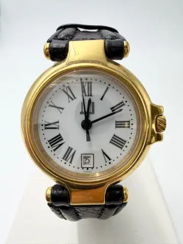 새상품급 던힐 쿼츠 골드 여성용 작동품 데이트