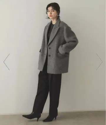 OPAQUE.CLIP 샤기 울 혼방 테일러드 코트 38 M 그레이