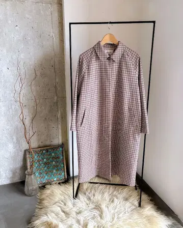 니코앤드*새상품급*트레디셔널 스타일 체크 무늬 스텐카라 코트 롱 기장