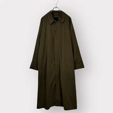 올리브 스탠 칼라 롱 코트