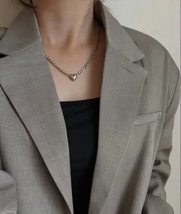 SS MAGNET HEART ROCK NECKLACE 실버 none