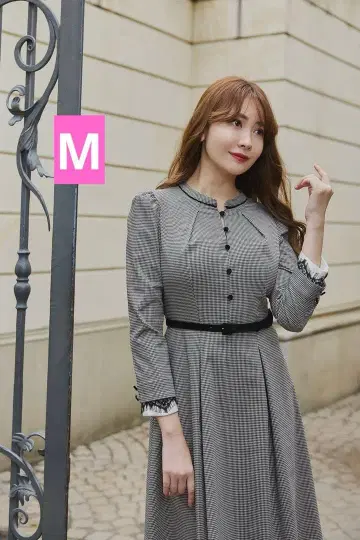 Classic Monochrome Check Midi Dress