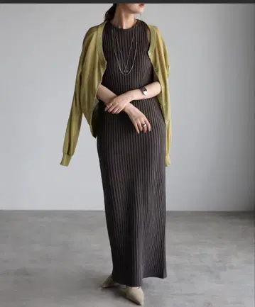 봉쥬르 사간 니트 원피스 암슬릿 롱 리브 원피스 원피스