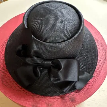 maxim 블랙 리본 포함 넓은 챙 햇