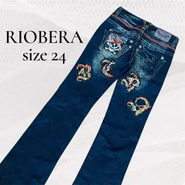[ RIOBERA ] 리오베라 데님 팬츠 자수 스컬 size 24